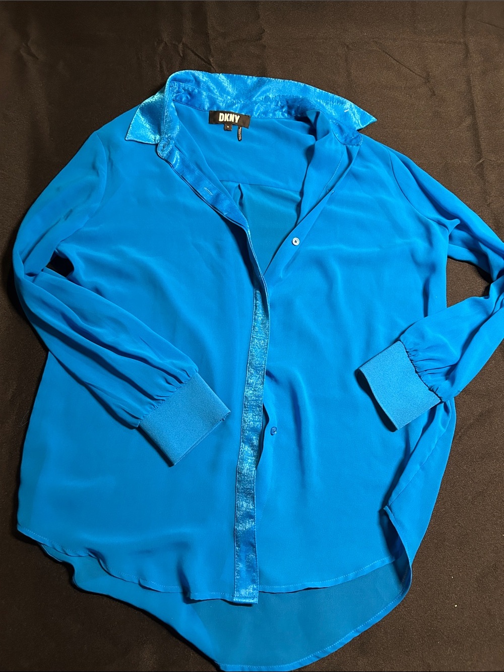 DKNY Vibrant Blue Women's Button-Down Blouse